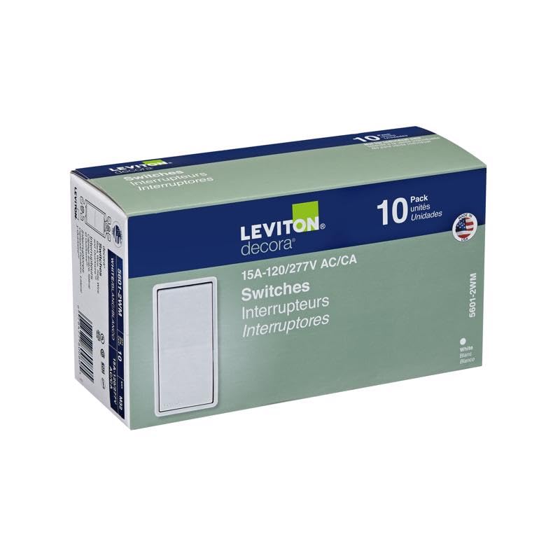Leviton 5601-2WM 15 Amp Decora Quiet Switch (10-Pack)