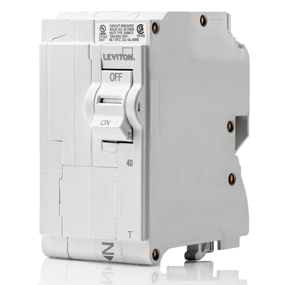 Leviton, LB240-T, 40A 2-Pole Plug-On Standard Branch Circuit Breaker