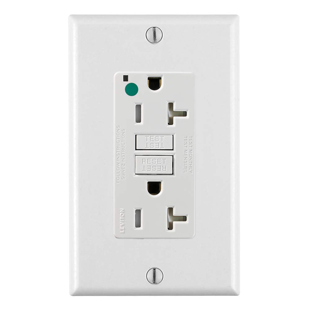 Leviton, GFTR2-HGW, 20A-125V GFCI Receptacle, 20-Amp