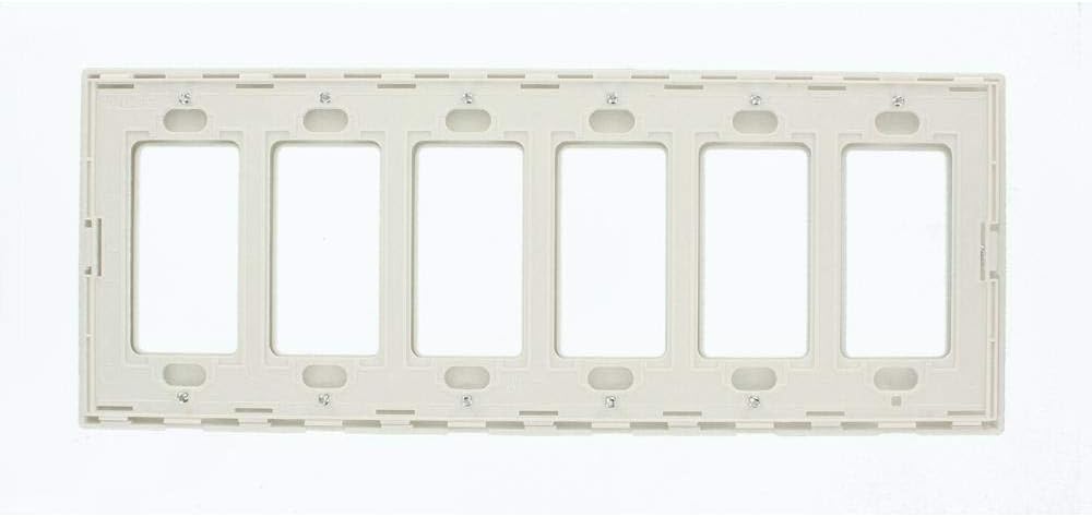 Leviton 80326-SW, 6-Gang, Wallplate Screwless Snap-On Mount