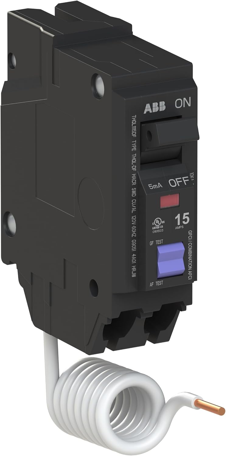 ABB Q-Line® THQL1115DF 15A Single-Pole 120V Dual-Function AFCI/GFCI Circuit Breaker