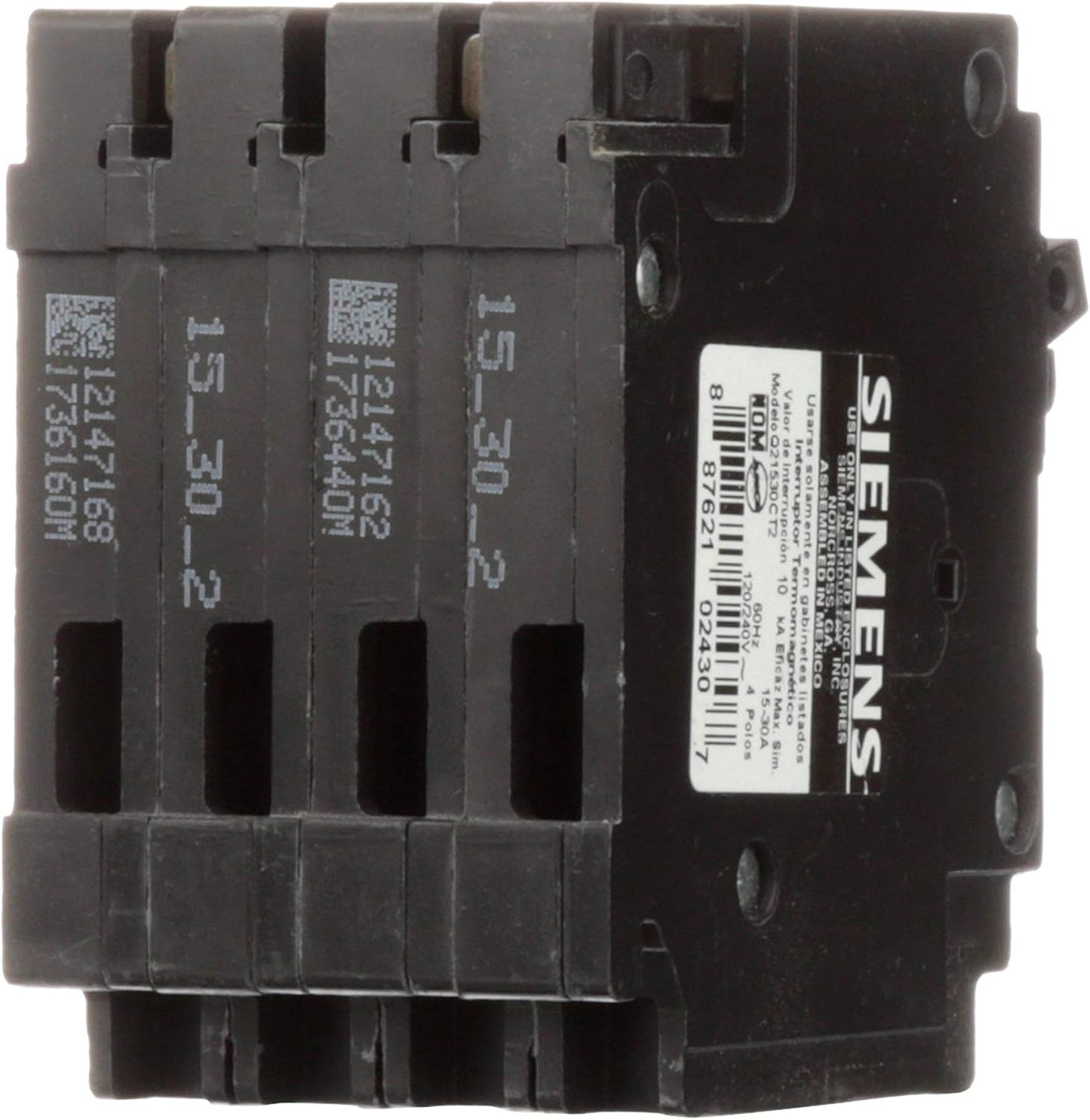 Siemens QP Q21530CT2, 15A, 240V 4P 10K NEW QUAD