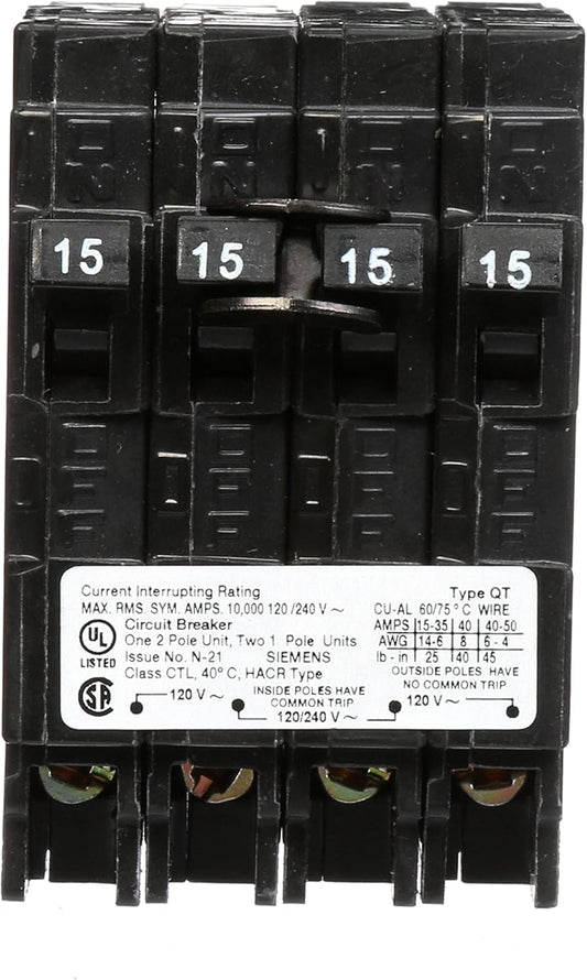 Siemens, QP, Q21515CT, 15 Amp, Quad, Circuit Breaker