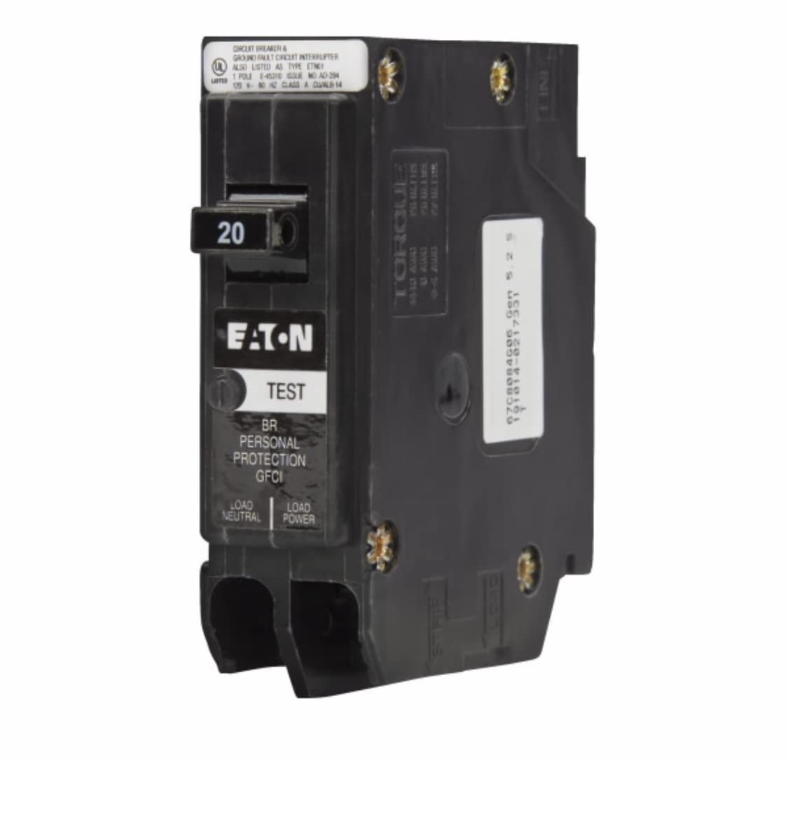 Eaton BR BRP120GF 20A Single-Pole 120V GFCI Circuit Breaker