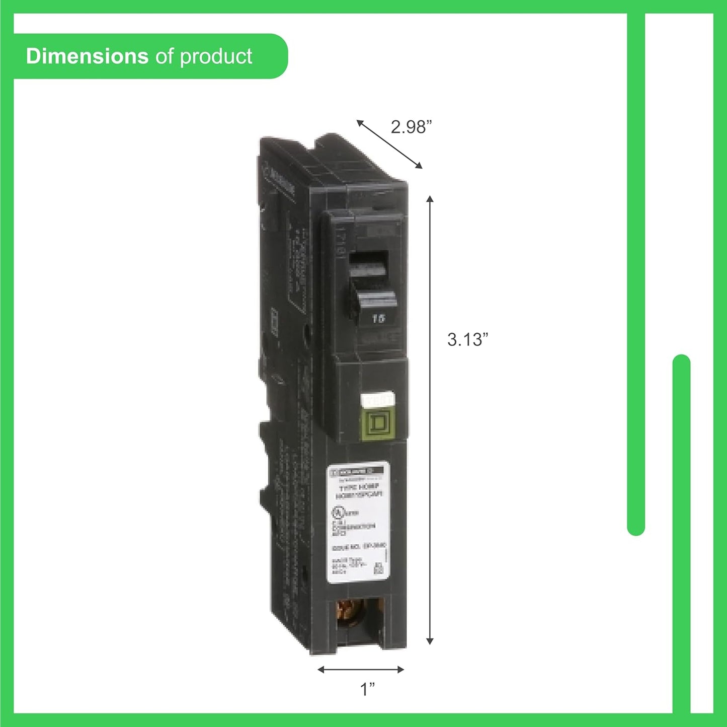 Square D Homeline HOM115PCAFIC 15A Single-Pole 120V AFCI Circuit Breaker