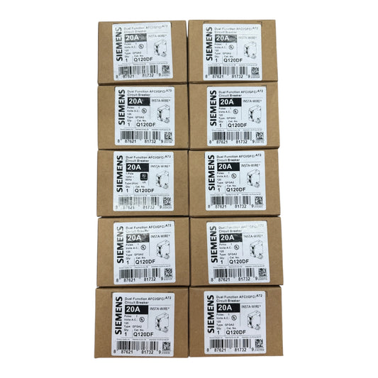 Siemens QP Q120DF 20 Amp Single-Pole 120V Dual-Function AFCI/GFCI Circuit Breaker (10 Pack)