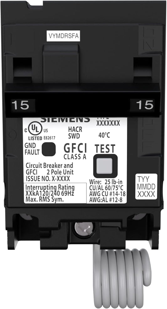 Siemens QP Q215GF 15 Amp Double-Pole 120/240V GFCI Circuit Breaker