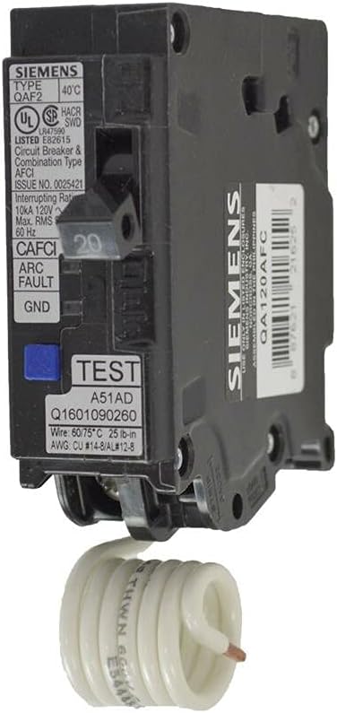 Siemens QP QA120AFC 20A Single-Pole 120V AFCI Circuit Breaker