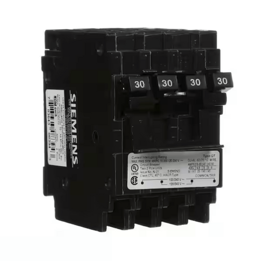 Siemens, Q23030CT2, 30-30 Amp, Two - Double-pole, Circuit Breaker