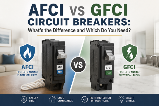 AFCI vs GFCI — what's the actual difference? GFCI stops electric shock. AFCI stops electrical fires. Here's exactly where each is required and when you need both.