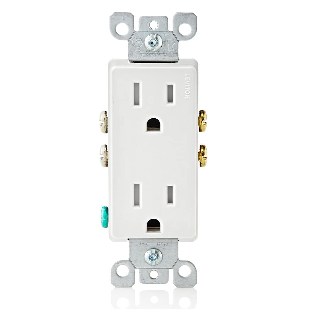 Leviton T5325-WMP, 15 Amp Decora Electrical Wall Outlet, (10 Pack)