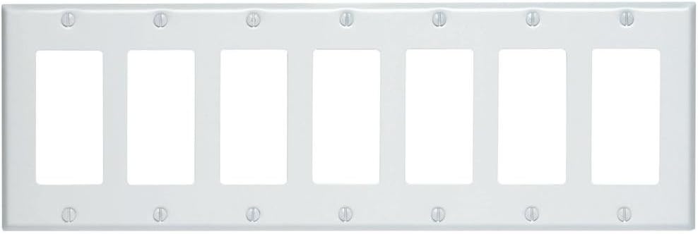 Leviton, 80407-W, 7-Gang Decora/GFCI Device Wallplate