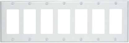Leviton, 80407-W, 7-Gang Decora/GFCI Device Wallplate