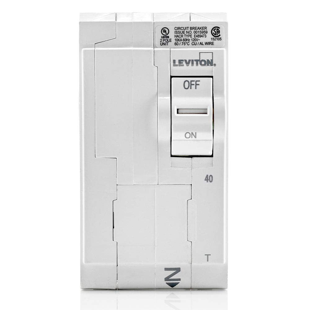 Leviton, LB240-T, 40A 2-Pole Plug-On Standard Branch Circuit Breaker