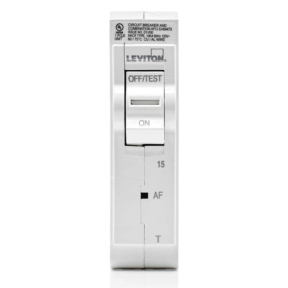 Leviton, LB115-AFT, 15A Single-Pole Plug-On AFCI Branch Circuit Breaker