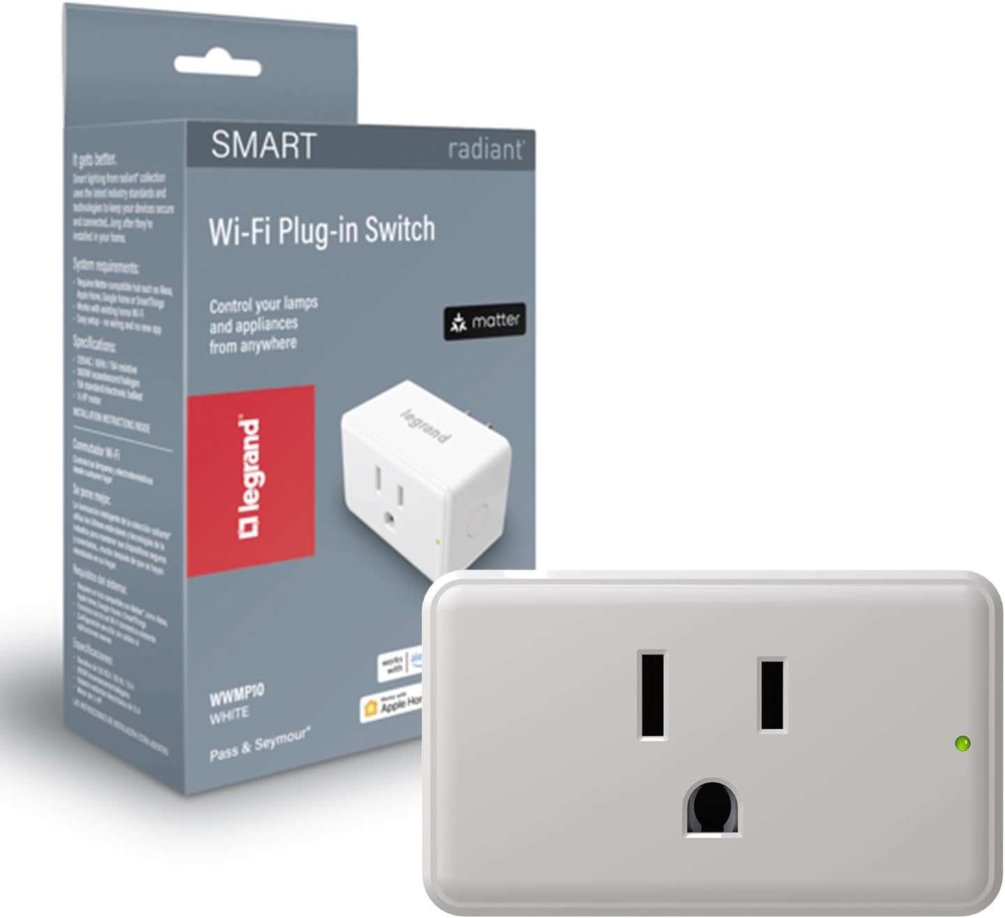 (REQUEST A QUOTE) Legrand Radiant® Wi-Fi Matter Smart Plug Matter Hub