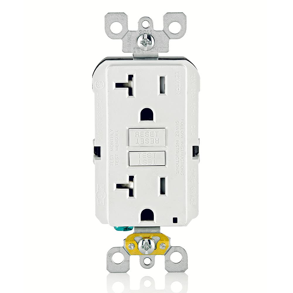 Leviton GFTR2-W, White GFCI Outlet, 20 Amp