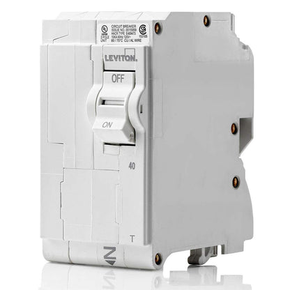 Leviton, LB240-T, 40A 2-Pole Plug-On Standard Branch Circuit Breaker