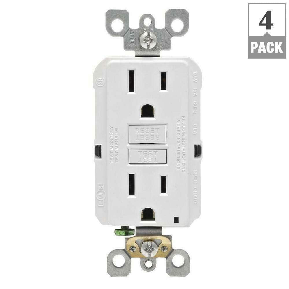 15 Amp 125-Volt Duplex Self-Test Slim GFCI Outlet (4-Pack)