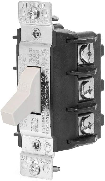 Leviton, MS303-DSW, 30 Amp, 600 Volt, Pole, AC Manual Controller