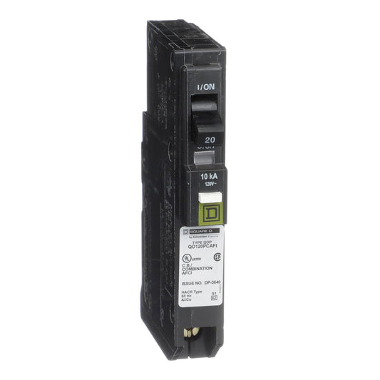 Square D QO QO120PCAFI 20A Single-Pole 120V AFCI Circuit Breaker