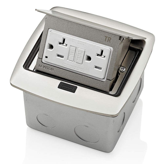 Leviton PFGF2-BN Pop-Up Floor Box with 20 Amp, GFCI Outlet