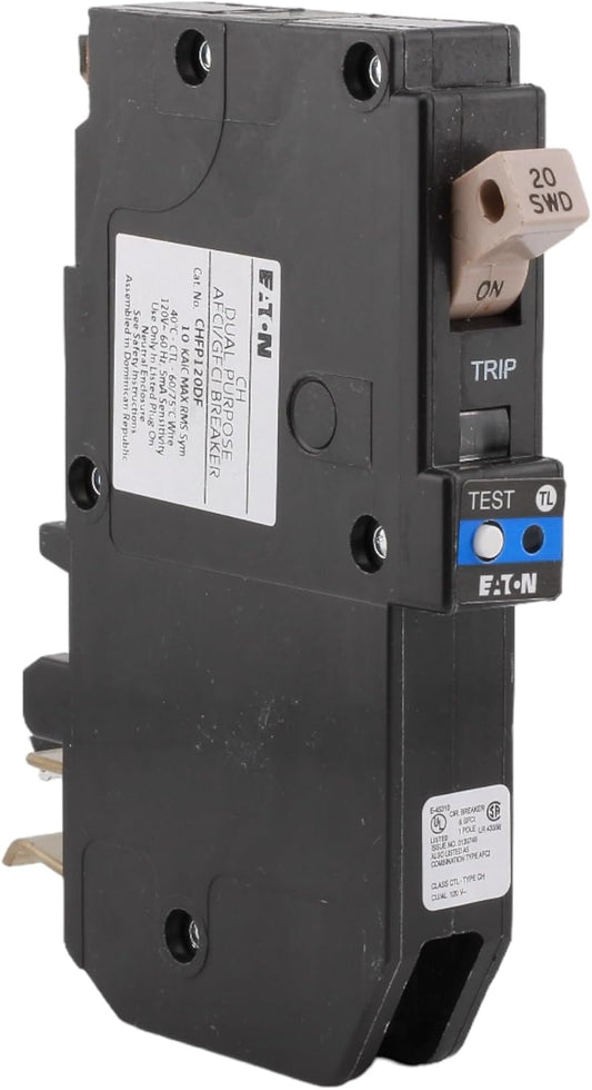 Eaton CHFP120DF 20 Amp Single Pole Dual Function, Plug-On Neutral, 120/240V