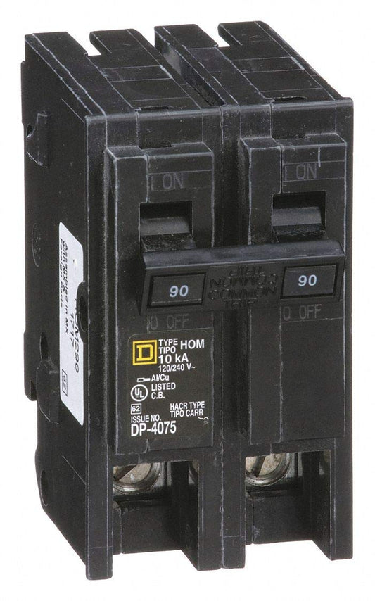 Square D Homeline HOM290 90A Double-Pole 120/240V Circuit Breaker