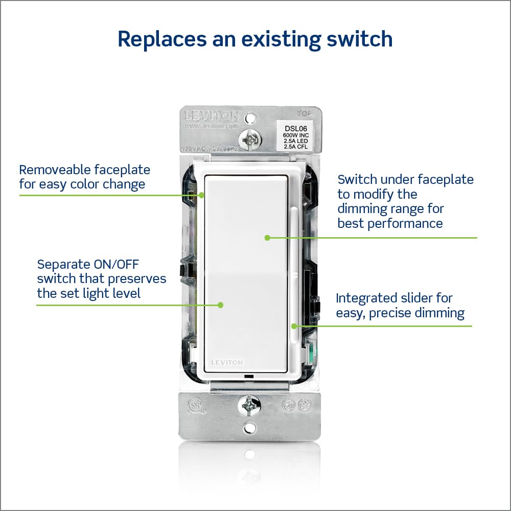 Leviton Decora Slide Dimmer Switch DSL06-1LZ