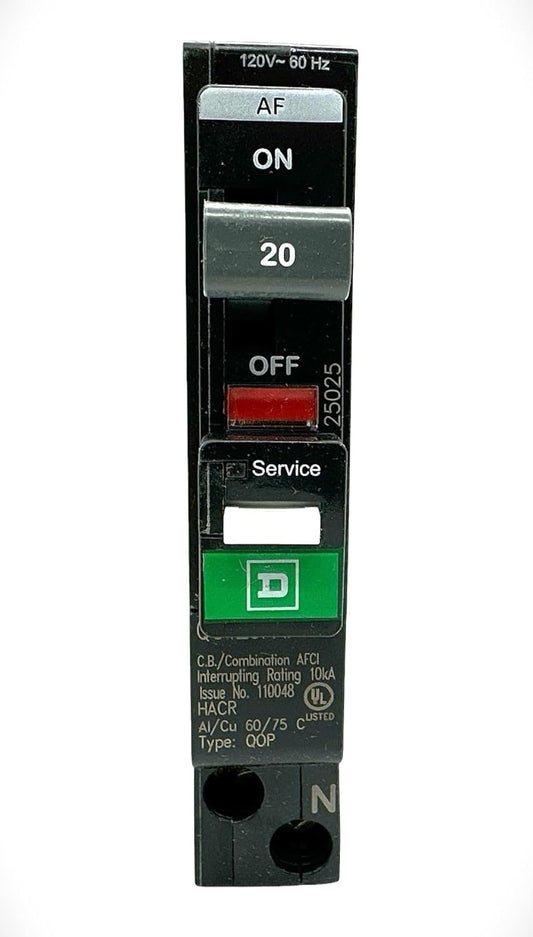 Square D QO QO120PAF 20 Amp Single-Pole 120V AFCI Circuit Breaker