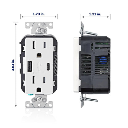 Leviton T5633-W, 15A In-Wall Charger with Tamper-Resistant Outlet