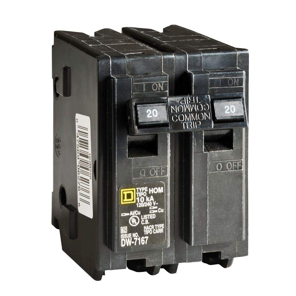 Square D Homeline HOM220 20A Double-Pole 120/240V Circuit Breaker