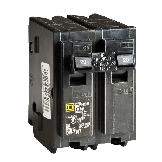 Square D Homeline HOM220 20A Double-Pole 120/240V Circuit Breaker