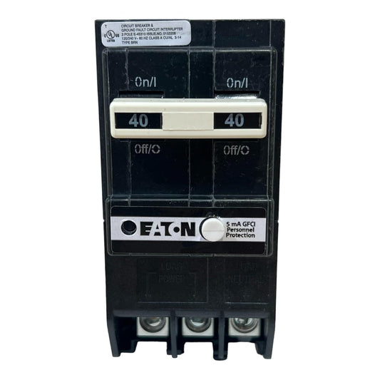 Eaton BR BRN240GF 40A Double-Pole 120/240V Dual-Function AFCI/GFCI Circuit Breaker