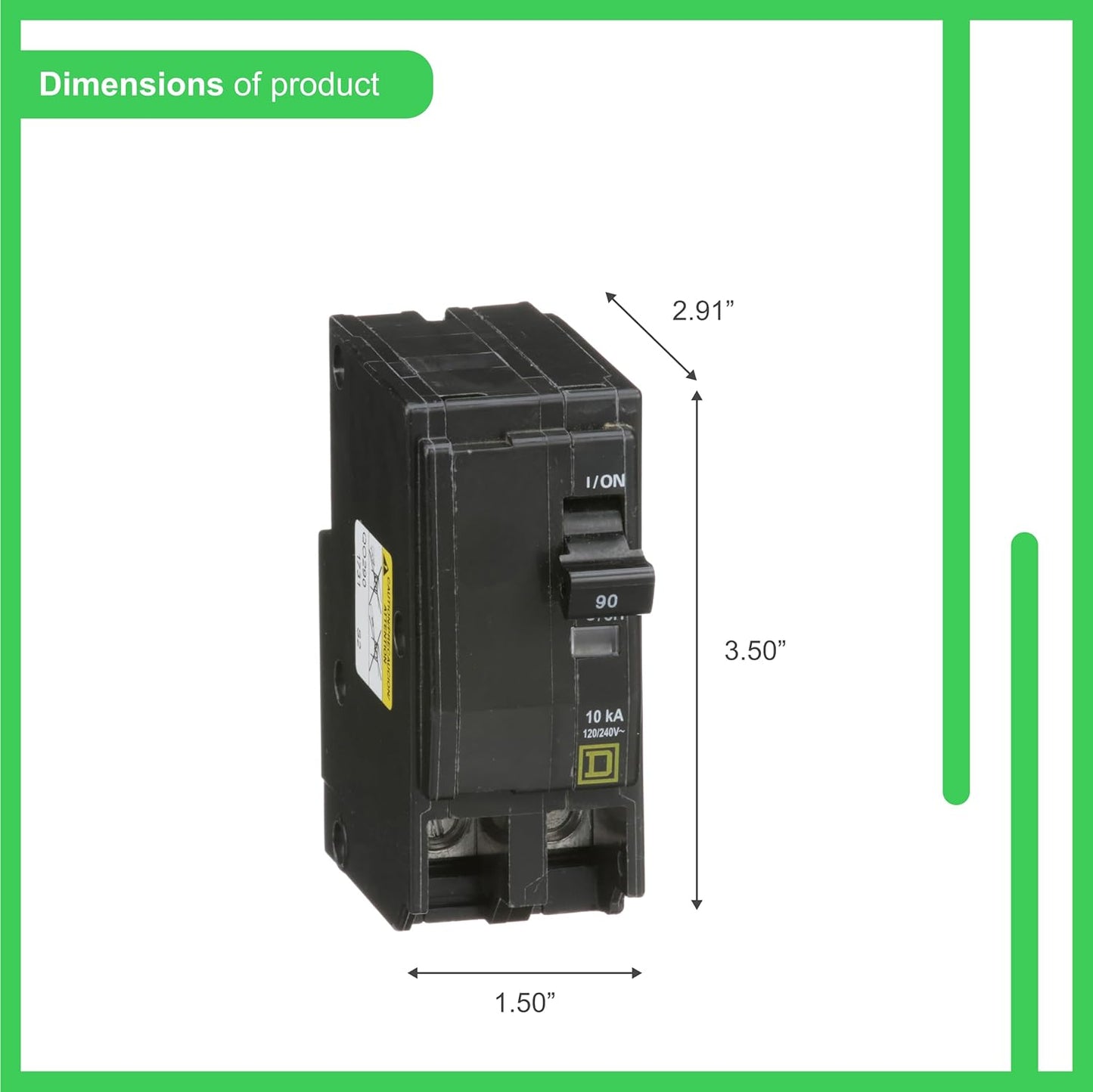 Square D,  QO290CP, QO 90-Amp Two-Pole Circuit Breaker