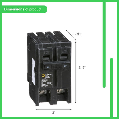Square D Homeline HOM290 90A Double-Pole 120/240V Circuit Breaker