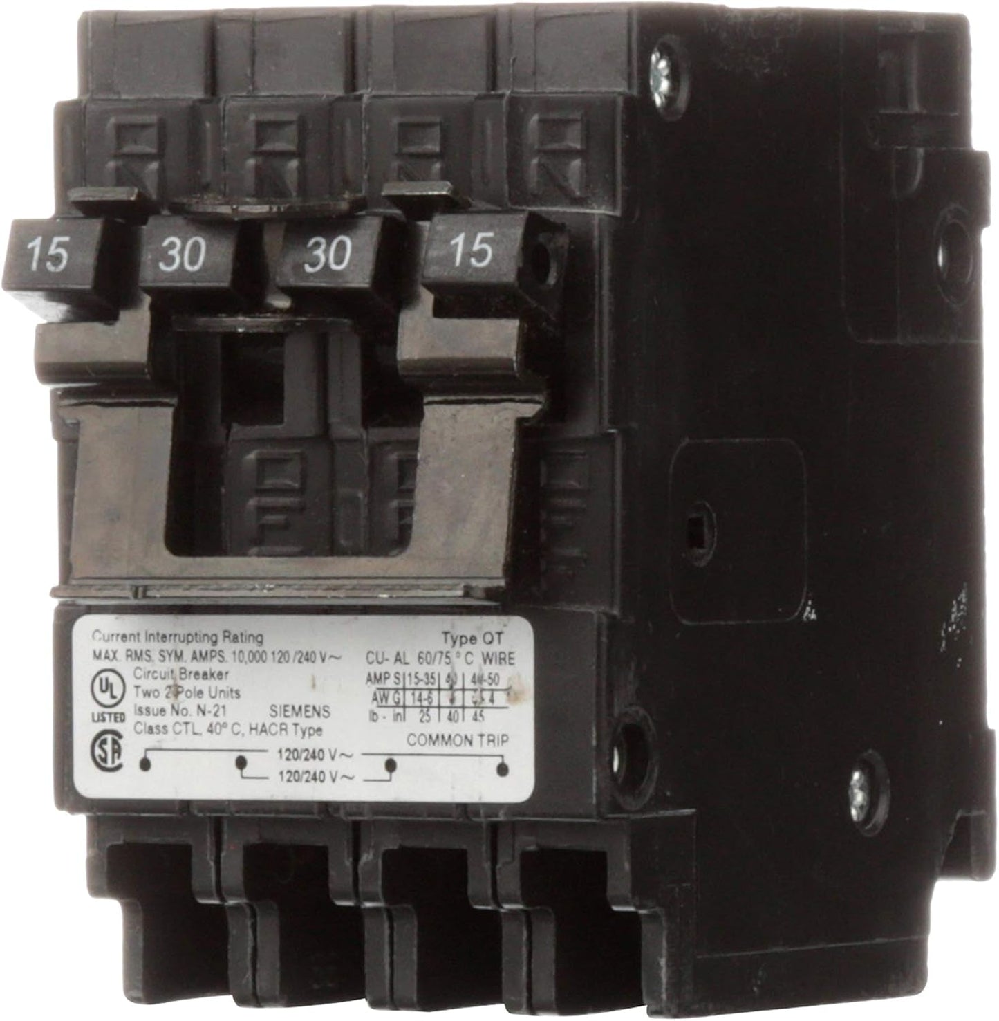 Siemens QP Q21530CT2, 15A, 240V 4P 10K NEW QUAD