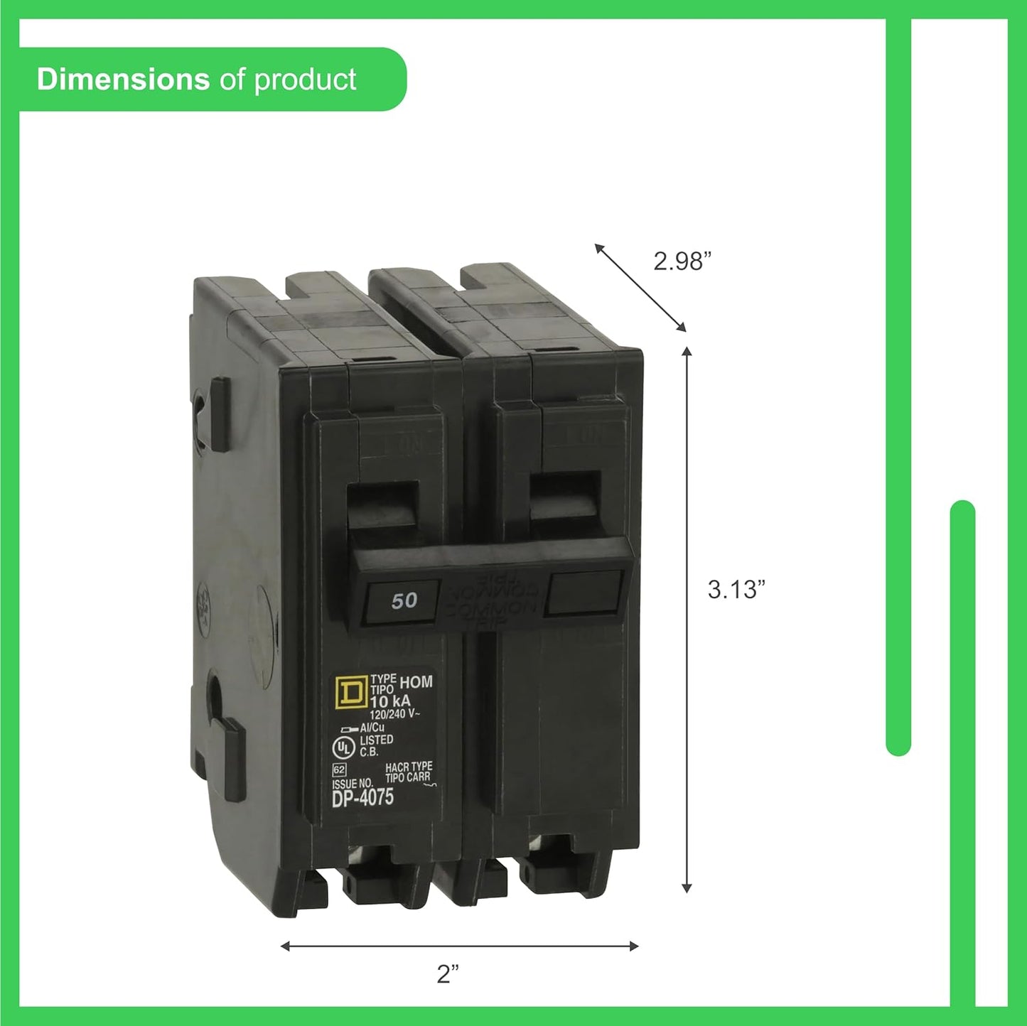 Square D Homeline HOM250 50A Double-Pole 120/240V Circuit Breaker