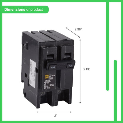 Square D Homeline HOM2100 100A Double-Pole 120/240V Circuit Breaker