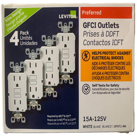 15 Amp 125-Volt Duplex Self-Test Slim GFCI Outlet (4-Pack)