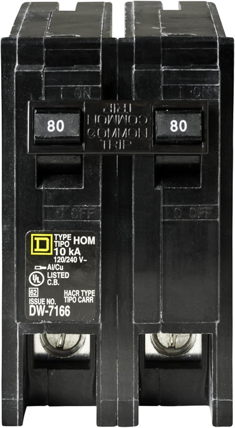 Square D Homeline HOM280 80A Double-Pole 120/240V Circuit Breaker