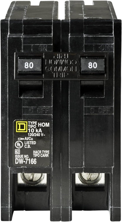 Square D Homeline HOM280 80A Double-Pole 120/240V Circuit Breaker