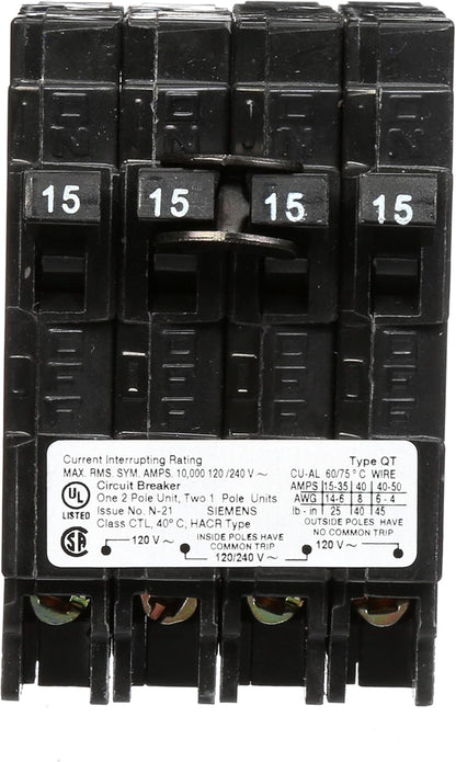 Siemens, QP, Q21515CT, 15A, Quad, Circuit Breaker