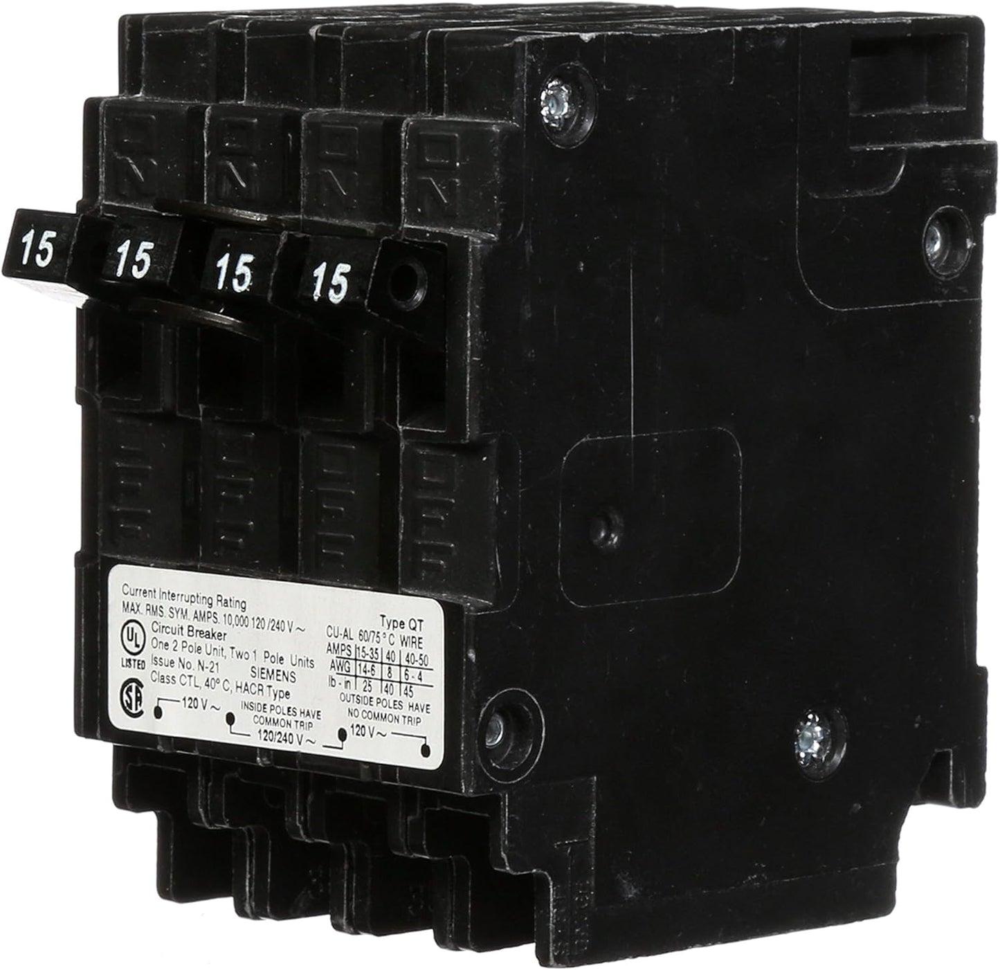 Siemens, QP, Q21515CT, 15A, Quad, Circuit Breaker