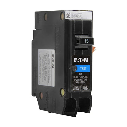 Eaton BR BRN115DF 15A Single-Pole 120V Dual-Function AFCI/GFCI Circuit Breaker