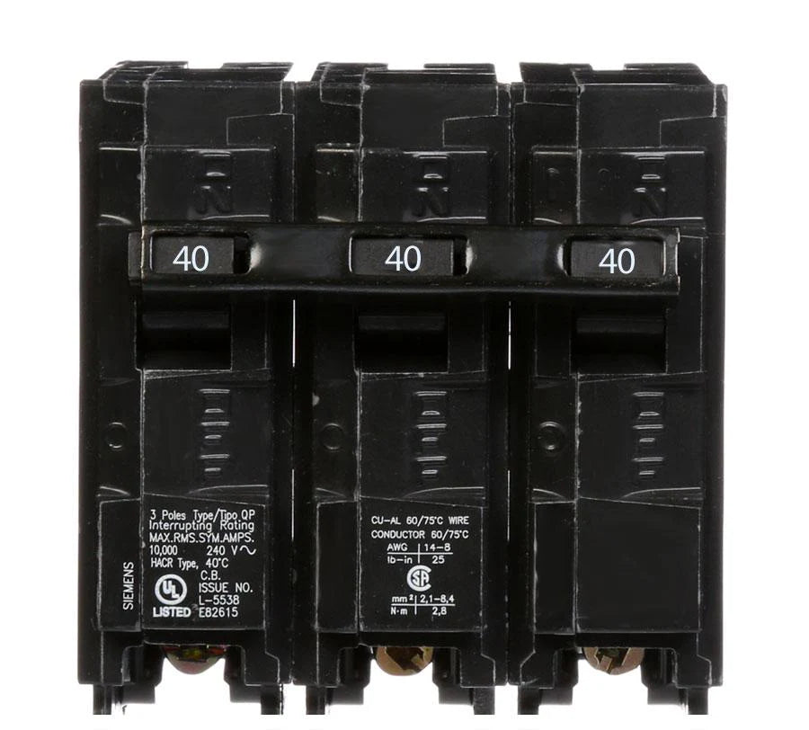 Siemens Q340 - 40 Amp Circuit Breaker Plug-In - 3 Pole - 240 Volt