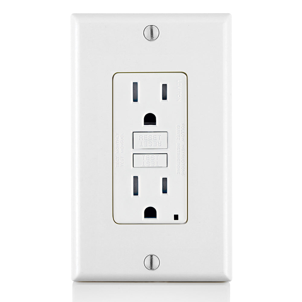 Leviton, GFTR1-W, 15 Amp, Self Test, Tamper-Resistant Slim GFCI Outlet with LED Indicator Light