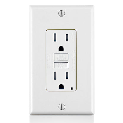 Leviton, GFTR1-W, 15 Amp, Self Test, Tamper-Resistant Slim GFCI Outlet with LED Indicator Light
