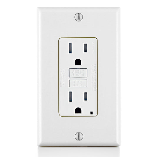Leviton, GFTR1-W, 15 Amp, Self Test, Tamper-Resistant Slim GFCI Outlet with LED Indicator Light
