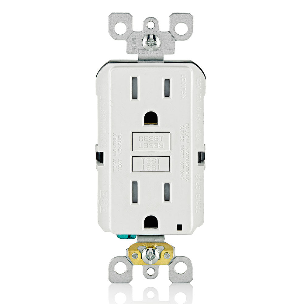 Leviton, GFTR1-W, 15 Amp, Self Test, Tamper-Resistant Slim GFCI Outlet with LED Indicator Light